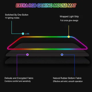 RGB Gaming Muismat 900x400mm XXL 14 Modi Waterdicht — miniatuur 5