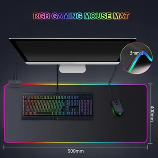 RGB Gaming Muismat 900x400mm XXL 14 Modi Waterdicht — miniatuur 9