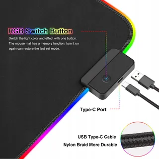 RGB Gaming Muismat 900x400mm XXL 14 Modi Waterdicht — miniatuur 6