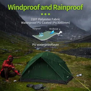 JAICOM Ultralichte Tent 2 Personen Waterdicht Camping — miniatuur 5