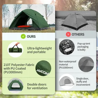JAICOM Ultralichte Tent 2 Personen Waterdicht Camping — miniatuur 4