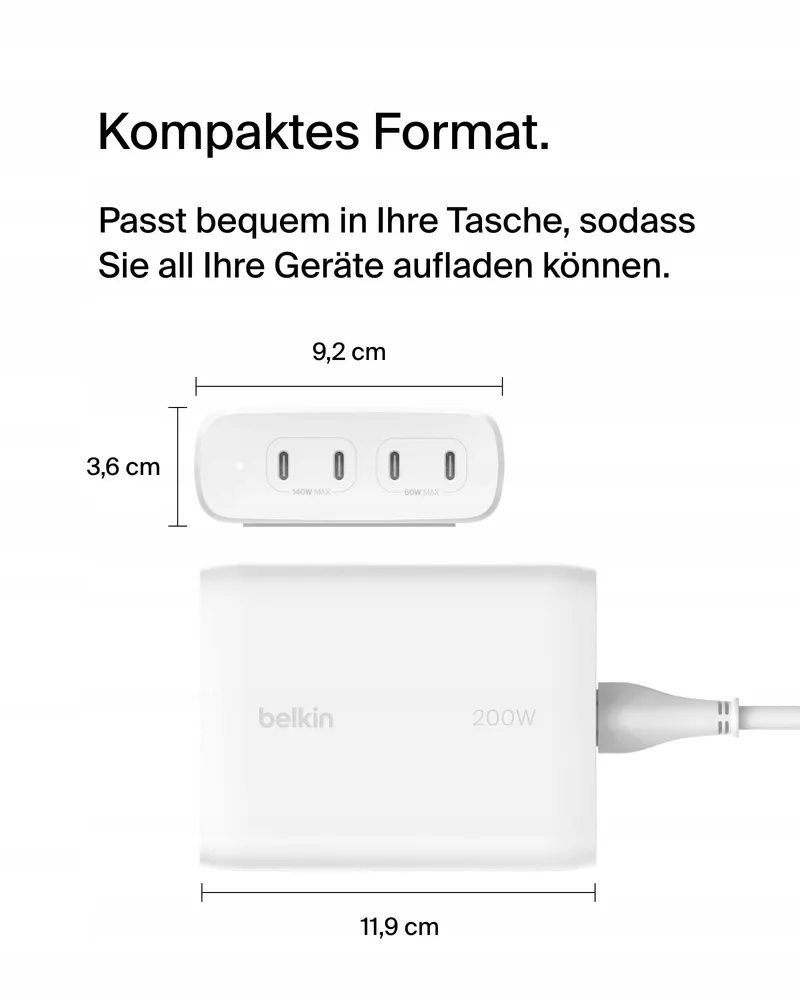 BELKIN BoostCharge Pro USB-C GaN Oplader 4-Poorts 200W Snelladen — foto 7