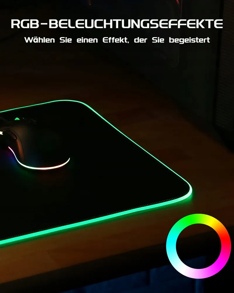 EASEMO Gaming Muismat XXL RGB 7 Kleuren Waterdicht Antislip — foto 2