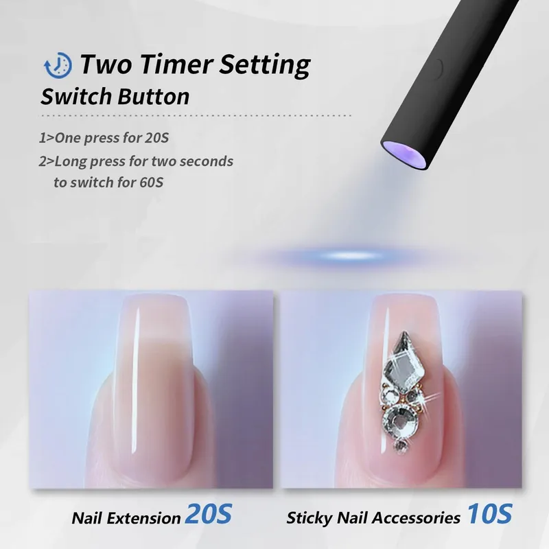 DENABUTY Mini UV LED Nagellamp Draagbaar Zwart — foto 2