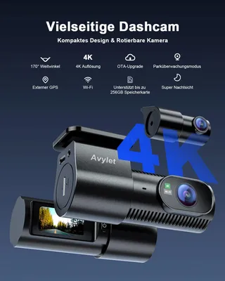 AVYLET Dashcam 4K 1080P Voor Achter WiFi GPS Nachtzicht 170° 150° — miniatuur 2