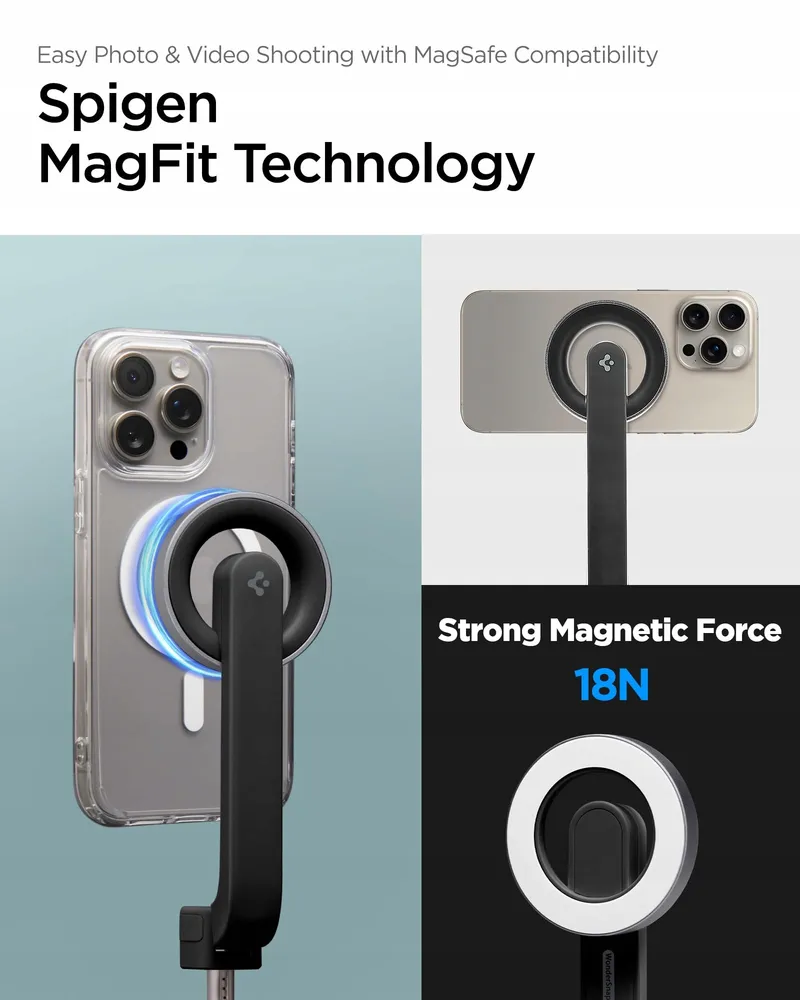 SPIGEN MagSafe Selfie Stick Statief Bluetooth iPhone 16 S24 Zwart — foto 3
