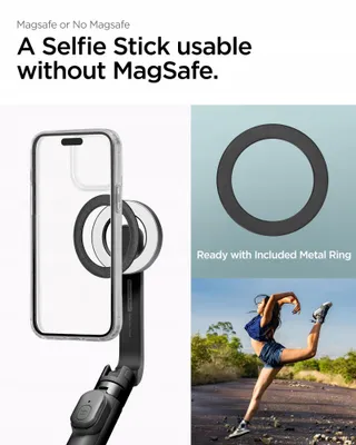 SPIGEN MagSafe Selfie Stick Statief Bluetooth iPhone 16 S24 Zwart — miniatuur 2