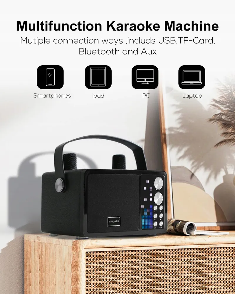 Karaoke Systeem 2 Microfoons Bluetooth Speaker Kinderen Volwassenen — foto 4