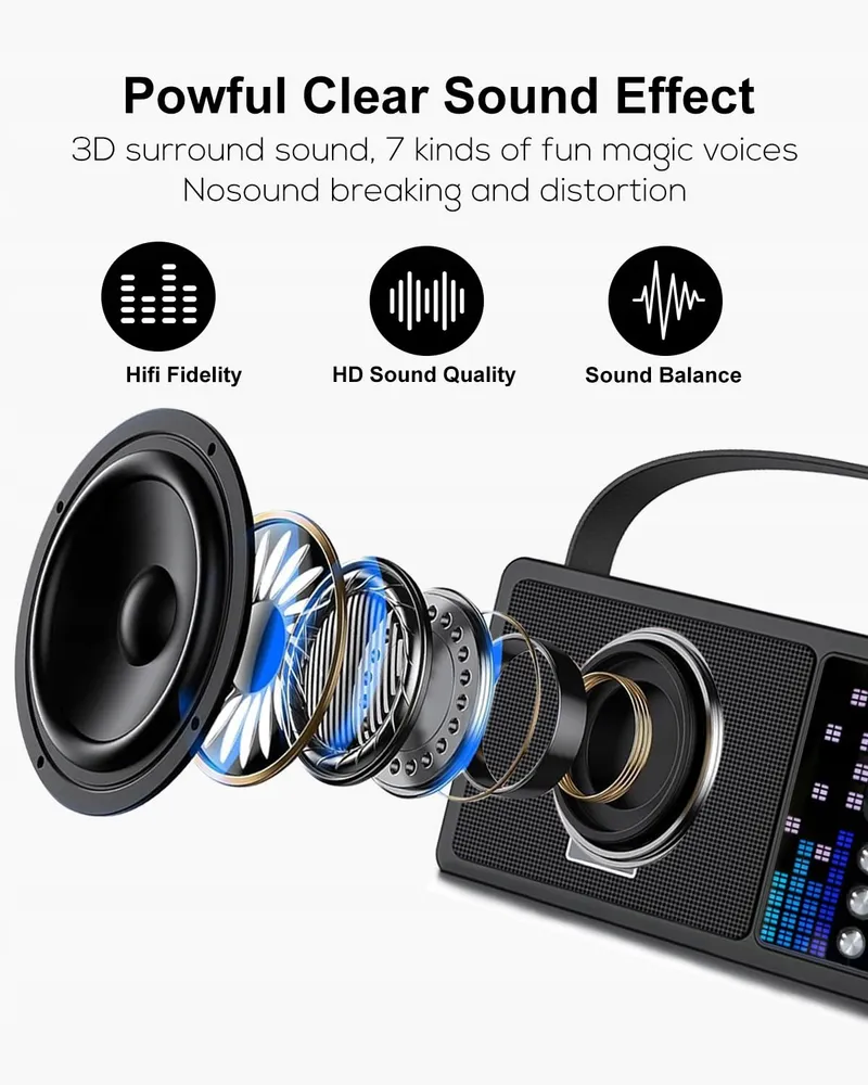 Karaoke Systeem 2 Microfoons Bluetooth Speaker Kinderen Volwassenen — foto 2