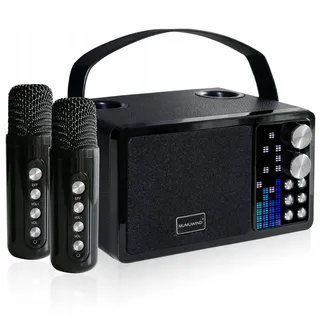 Karaoke Systeem 2 Microfoons Bluetooth Speaker Kinderen Volwassenen — miniatuur 7