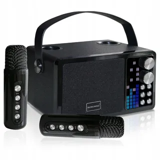Karaoke Systeem 2 Microfoons Bluetooth Speaker Kinderen Volwassenen — miniatuur 1