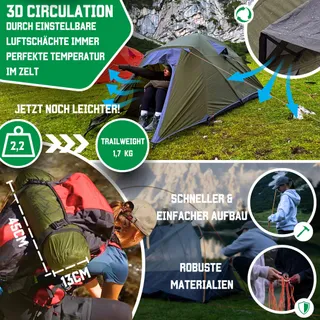 GOALPINE ESKAPADE II Tent 2 Personen Waterdicht 4000mm Licht — miniatuur 4