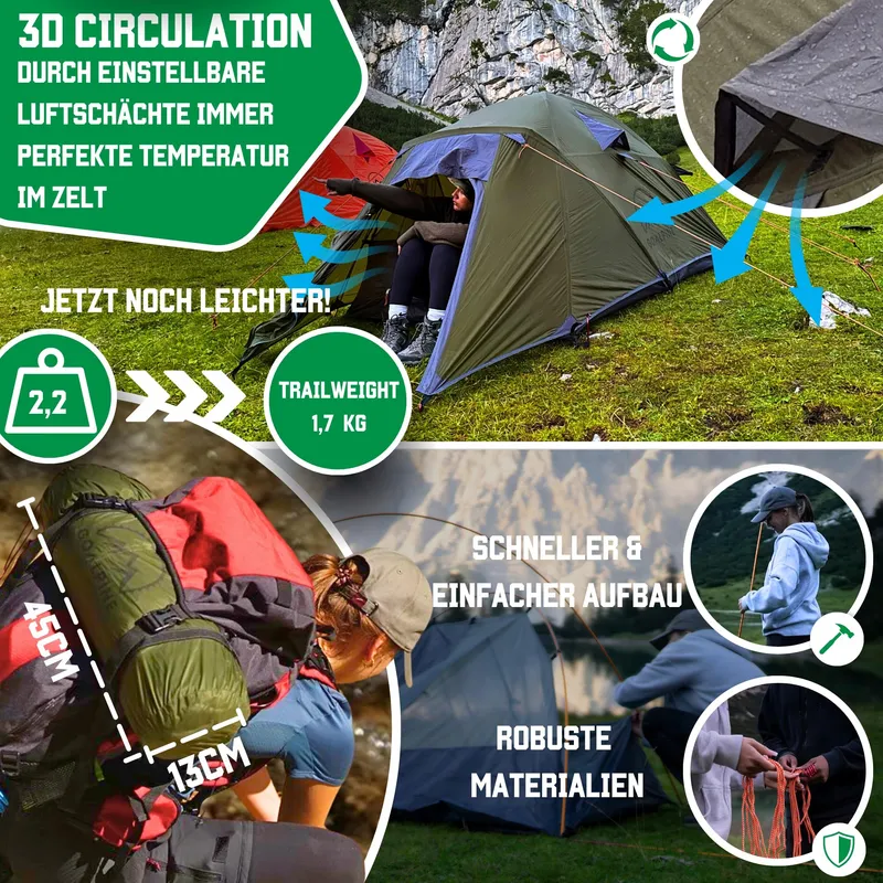 GOALPINE ESKAPADE II Tent 2 Personen Waterdicht 4000mm Licht — foto 4