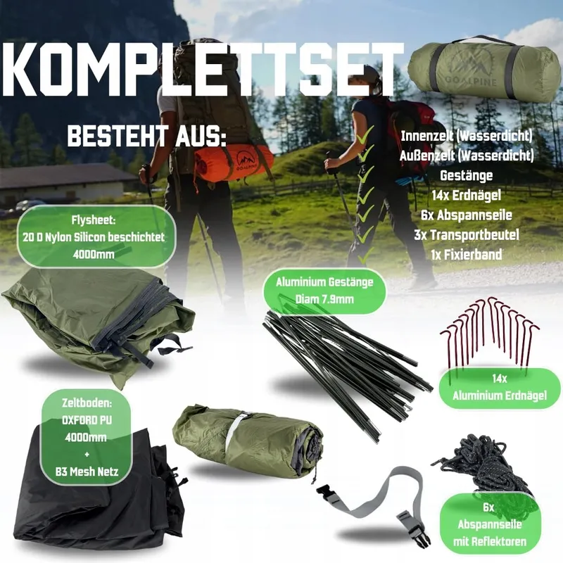 GOALPINE ESKAPADE II Tent 2 Personen Waterdicht 4000mm Licht — foto 7