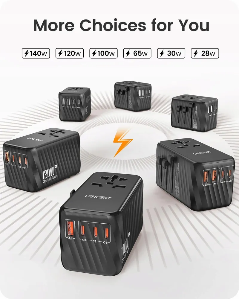 LENCENT Universele Reisadapter met 3 USB Poorten en Type C — foto 6