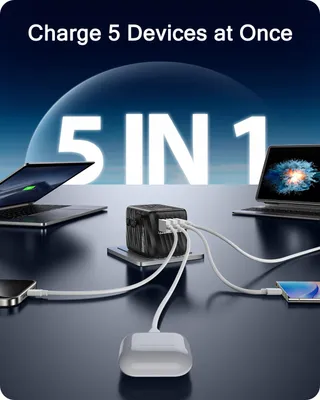LENCENT Universele Reisadapter met 3 USB Poorten en Type C — miniatuur 3