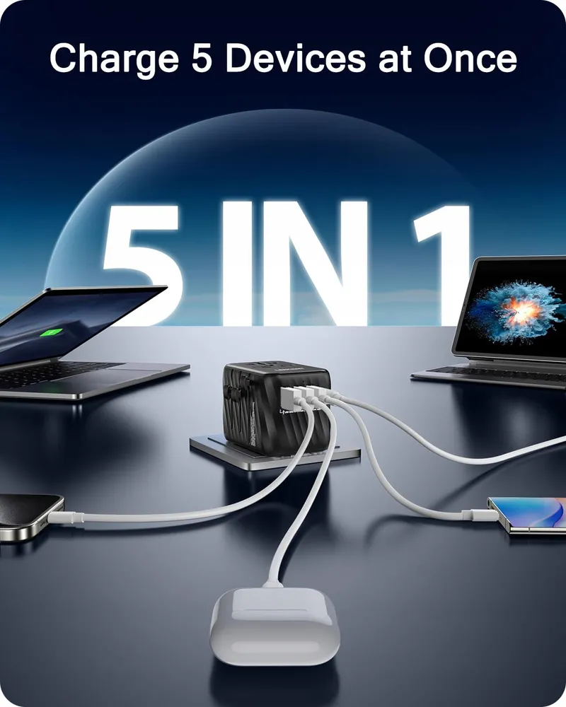 LENCENT Universele Reisadapter met 3 USB Poorten en Type C — foto 3