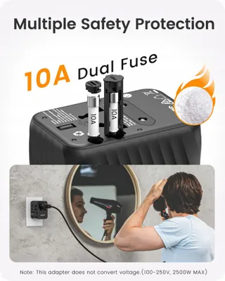 LENCENT Universele Reisadapter met 3 USB Poorten en Type C — miniatuur 8