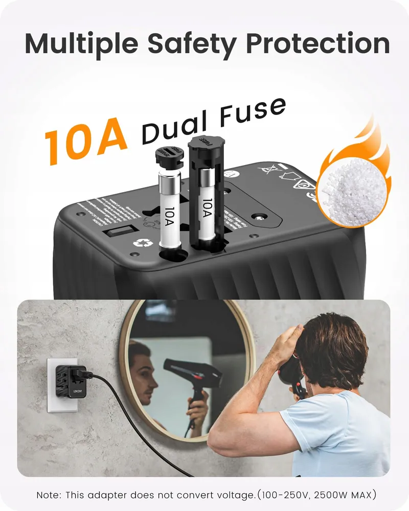 LENCENT Universele Reisadapter met 3 USB Poorten en Type C — foto 8