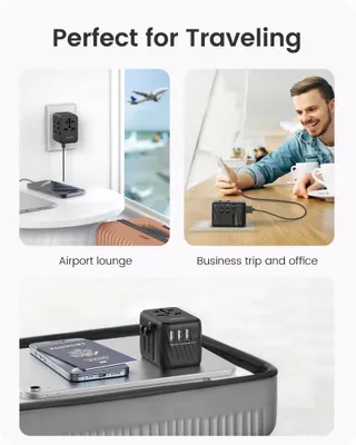 LENCENT Universele Reisadapter met 3 USB Poorten en Type C — miniatuur 7
