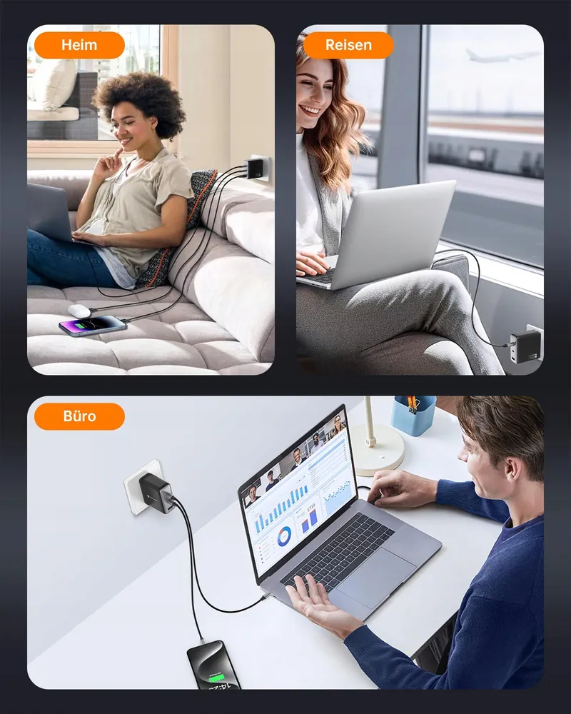 NOVOO 120W USB C Oplader GaN III 3-Poorts Snellader MacBook iPhone — foto 7