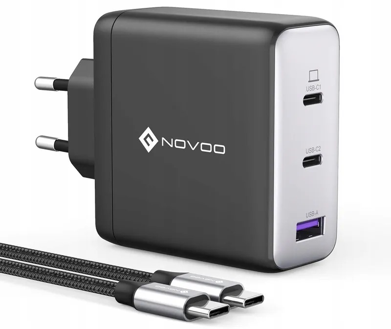 NOVOO 120W USB C Oplader GaN III 3-Poorts Snellader MacBook iPhone — foto 1