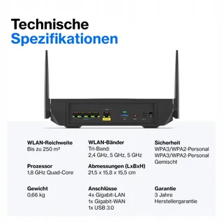LINKSYS Hydra Pro 6E Router Tri-Band WiFi 6E 6,6Gbps 250m² — miniatuur 6