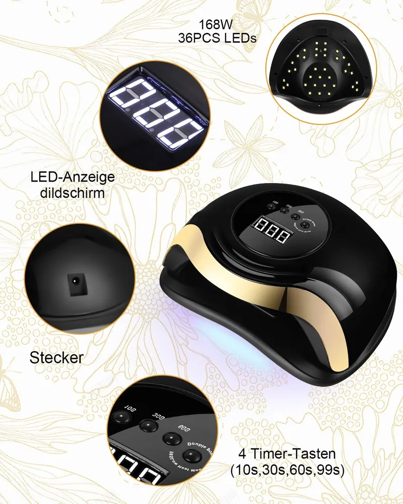 AOKYOM UV LED Nagellamp 168W Professioneel Sensor LCD Timer — foto 3