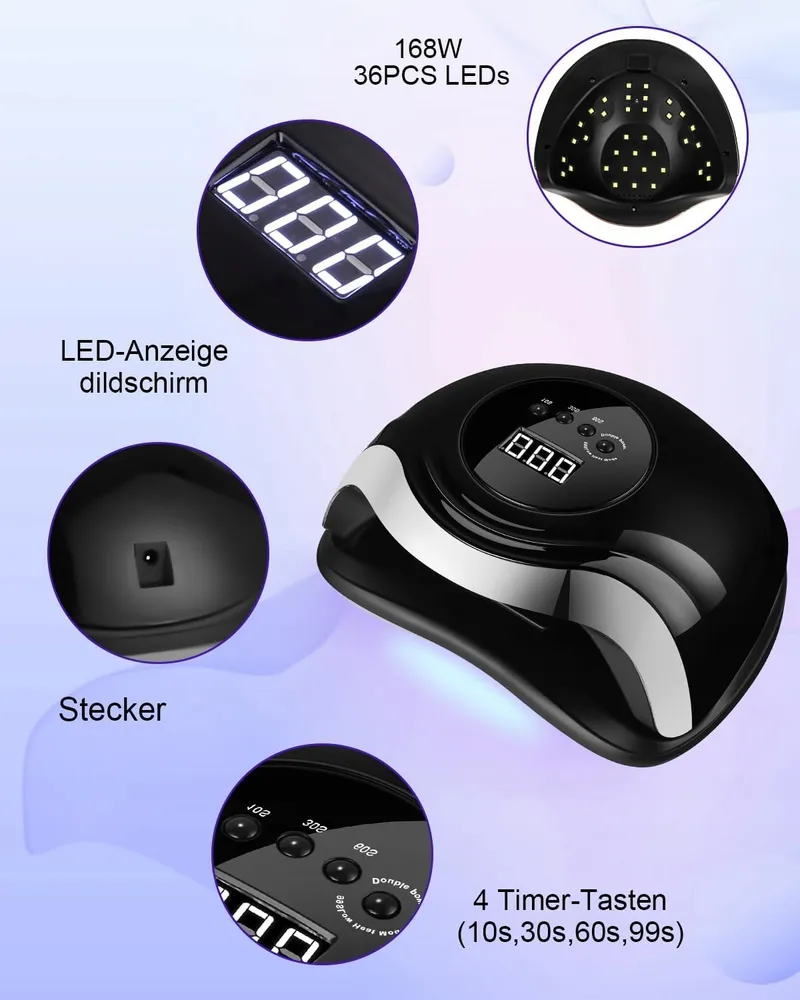 AOKYOM UV LED Nagellamp 168W Professioneel Sensor LCD Timer — foto 7