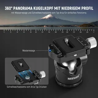 NEEWER Mini Camerastatief 360° Kop Aluminium 50cm DSLR Camcorder — miniatuur 6