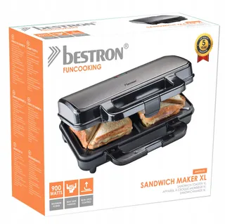 BESTRON XL Tosti-ijzer Antiaanbaklaag 900W Titaangrijs — miniatuur 4