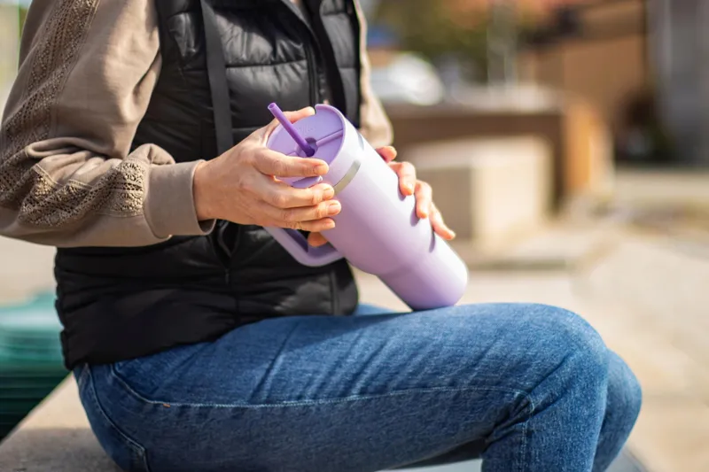 MILU Thermosbeker 1200ml Rietje Handvat RVS 40oz Lilac — foto 8