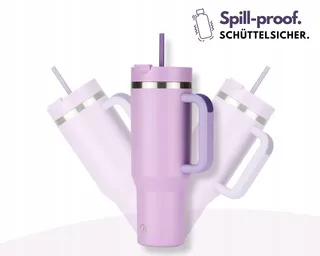 MILU Thermosbeker 1200ml Rietje Handvat RVS 40oz Lilac — miniatuur 6