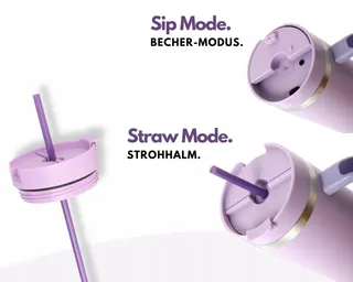 MILU Thermosbeker 1200ml Rietje Handvat RVS 40oz Lilac — miniatuur 5