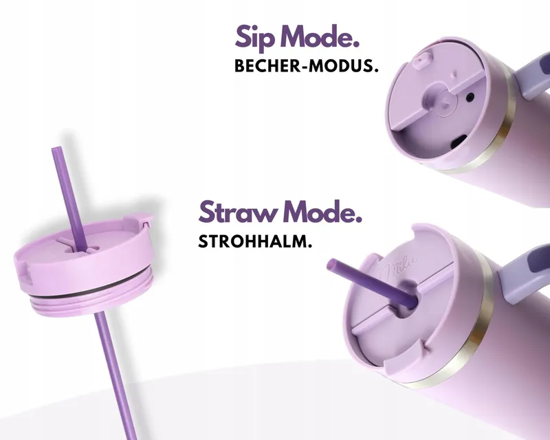 MILU Thermosbeker 1200ml Rietje Handvat RVS 40oz Lilac — foto 5
