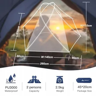 FORCEATT Tent 2-3 Personen 4 Seizoenen Ultralicht Waterdicht — miniatuur 2