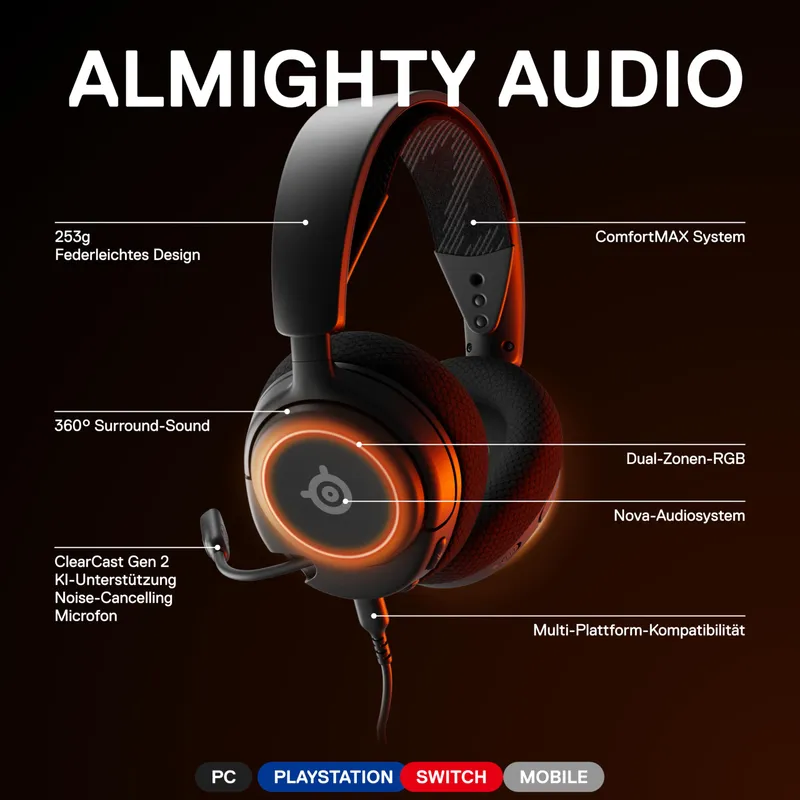 STEELSERIES Arctis Nova 3 Gaming Headset HiFi Surround RGB — foto 3