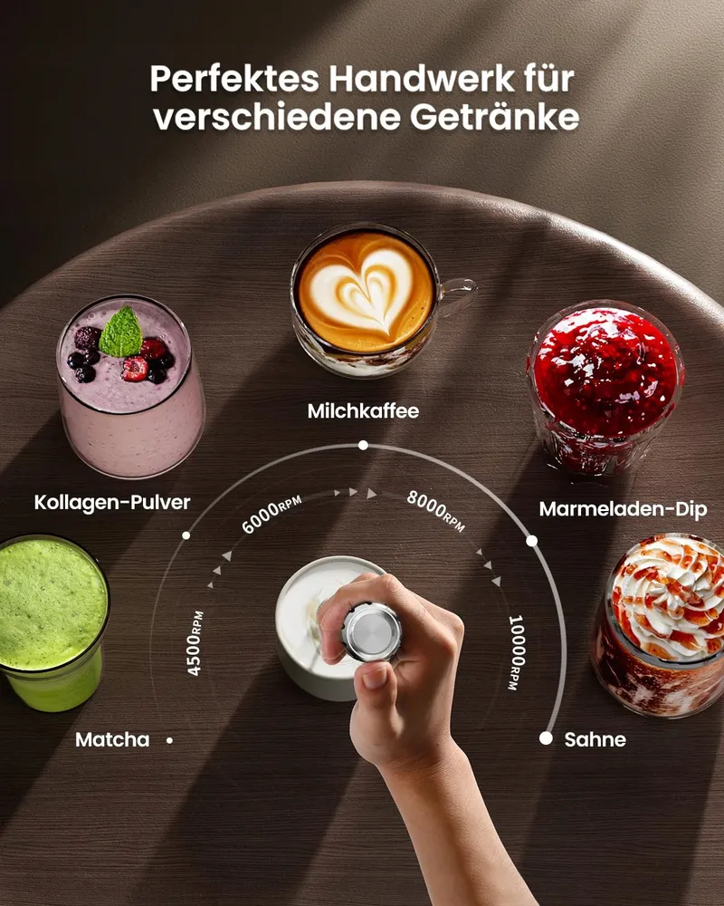 MAESTRI HOUSE Melkopschuimer Oplaadbaar Snelheidsregeling Zwart — foto 4