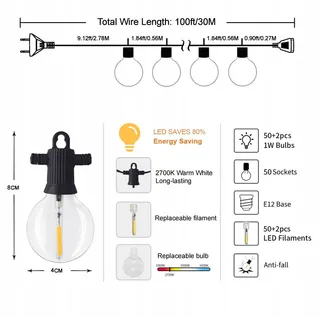 ZOTOI Tuinlichtketting 50 LED 30M G40 — miniatuur 3