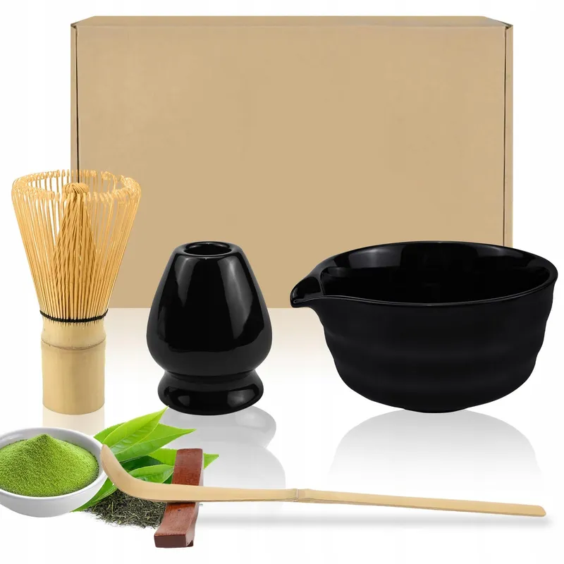 RAXFEKRO Matcha Set 5-delig Zwart Keramiek met Garde en Lepel — foto 1