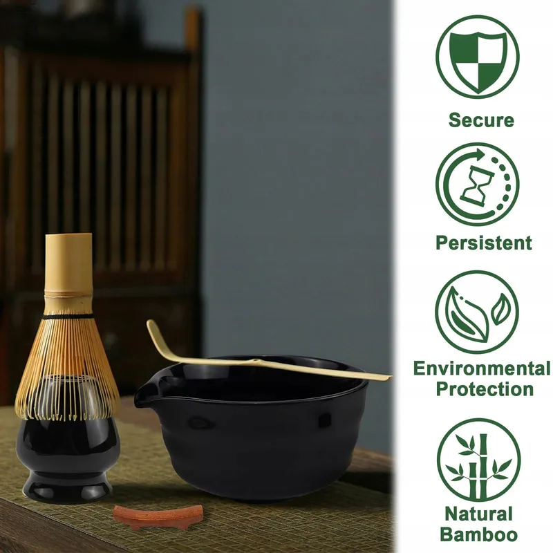 RAXFEKRO Matcha Set 5-delig Zwart Keramiek met Garde en Lepel — foto 4