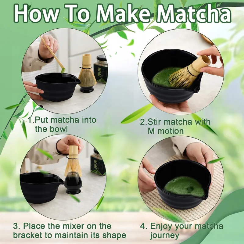 RAXFEKRO Matcha Set 5-delig Zwart Keramiek met Garde en Lepel — foto 3