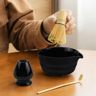RAXFEKRO Matcha Set 5-delig Zwart Keramiek met Garde en Lepel — miniatuur 5