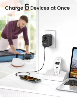 LENCENT Reisadapter 65W GaN3 USB A Type C EU USA UK AU — miniatuur 5