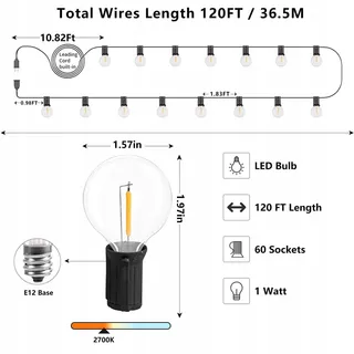 SUWIN Tuinlichtketting Terras 60 LED 36,5M — miniatuur 4