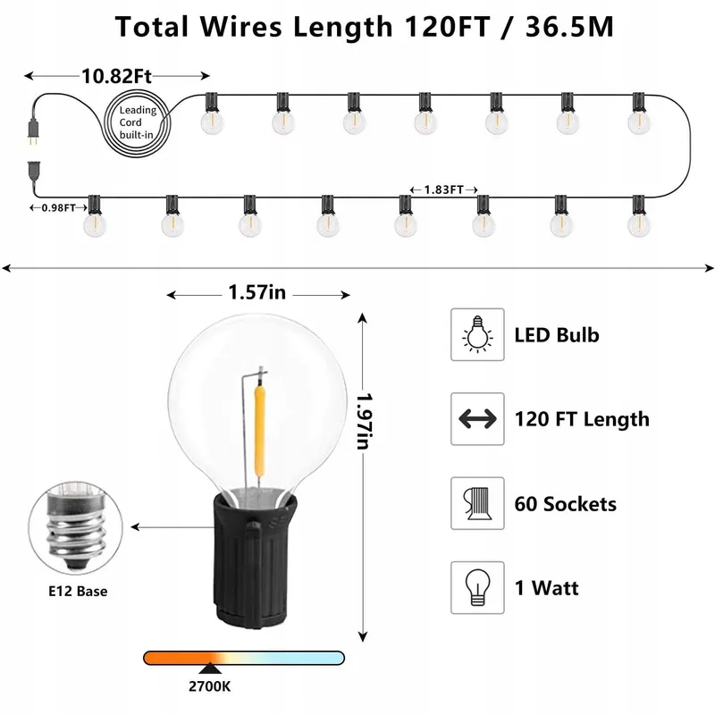 SUWIN Tuinlichtketting Terras 60 LED 36,5M — foto 4