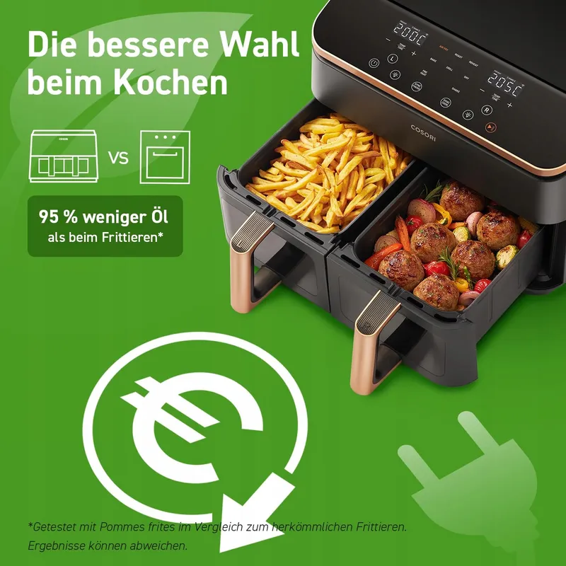 COSORI Airfryer 2 Kamers 6-in-1 8,5L Goud Energiezuinig — foto 5