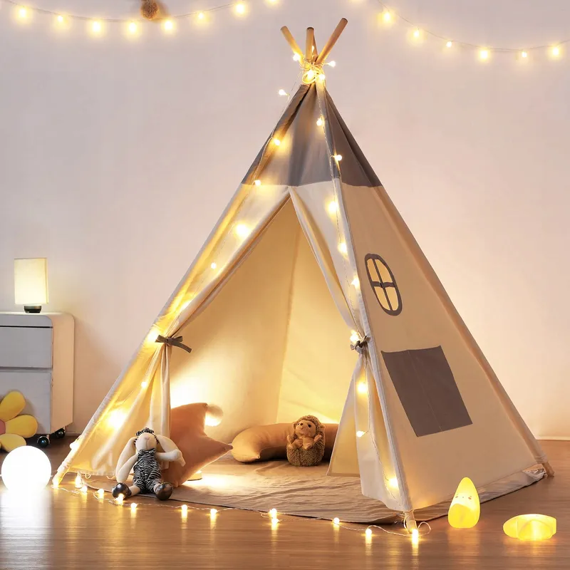 BESREY Tipi Tent Kinderen met Mat en Lichtjes — foto 1