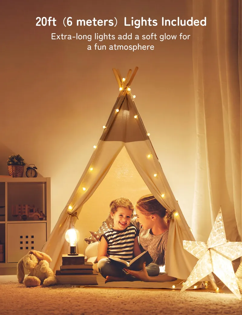 BESREY Tipi Tent Kinderen met Mat en Lichtjes — foto 3