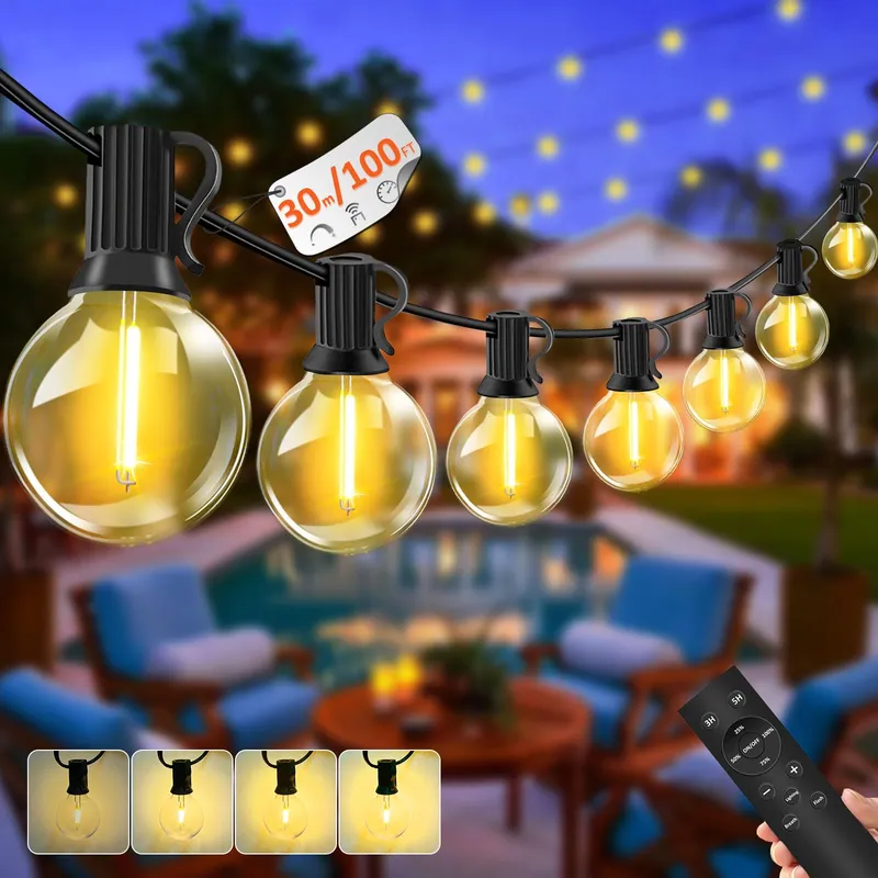 LED Lichtsnoer Buiten 30M 42 Lampen Waterdicht Terras Tuin — foto 2
